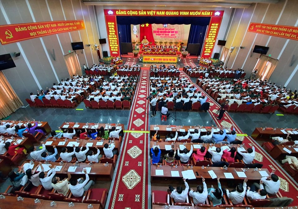 Quang cảnh Đại hội Đại biểu Đảng bộ tỉnh Cà Mau (ảnh Nhật Hồ)