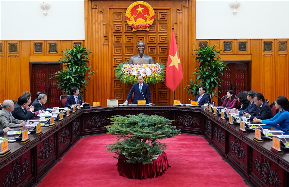 Thủ tướng gặp mặt lãnh đạo Hội Quy hoạch Phát triển đô thị Việt Nam. Ảnh VGP/Quang Hiếu