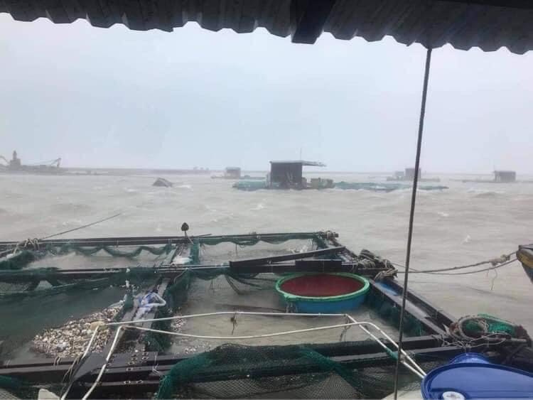 Nhiều khu vực neo đậu tàu thuyền, lồng bè nuôi cá của người dân Lý Sơn bị bão đánh bay