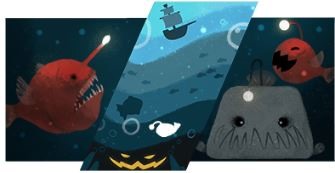 Cấp độ 4 của Google Doodle mừng lễ hội Halloween 2020 là Vực thẳm với cá quỷ Anglerfish là kẻ thù phải đối mặt. Ảnh: Google.