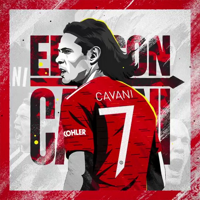 Cavani có phá được lời nguyền dành cho số 7 ở Man United? Ảnh: Twitter