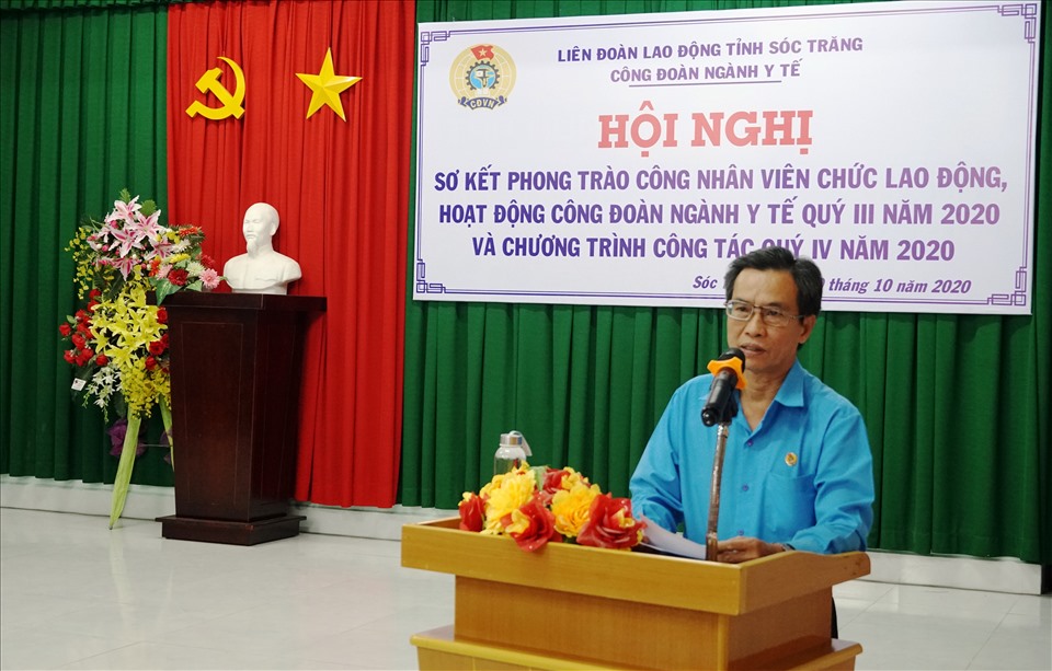 Đồng chí Nguyễn Văn Thanh - Phó Chủ tịch LĐLĐ tỉnh Sóc Trăng - phát biểu chỉ đạo. Ảnh: Trường Khoa