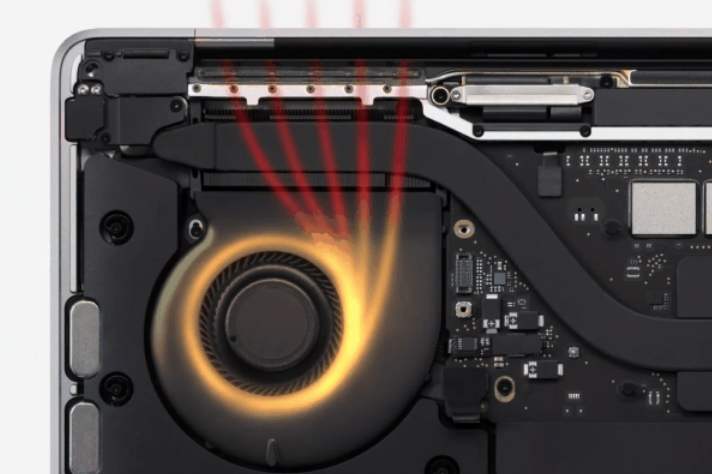 Quạt tản nhiệt trên MacBook Pro. Ảnh: Apple