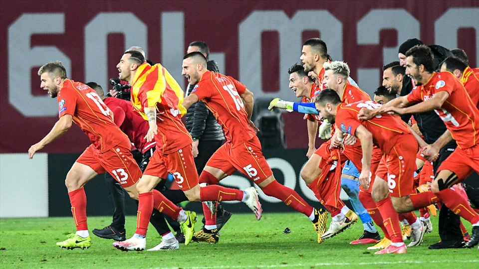 Bắc Macedonia tạo nên lịch sử với lần đầu tiên tham dự một giải đấu lớn. Ảnh: AFP