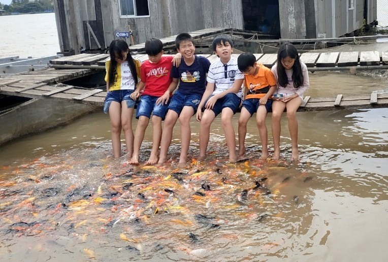 Để kéo khách du lịch đến, những hộ nuôi cá lồng ở Cồn Sơn nuôi nhiều loại cá cảnh, cá lạ để níu kéo khách tham quan. Ảnh:Thành Nhân.