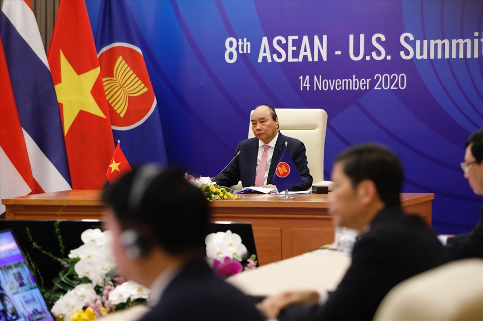 Thủ tướng Nguyễn Xuân Phúc chủ trì Hội nghị Cấp cao ASEAN-Mỹ lần thứ 8. Ảnh: Bộ Ngoại giao.