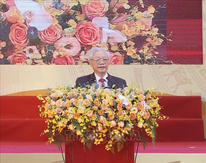 Tổng Bí thư, Chủ tịch Nước Nguyễn Phú Trọng phát biểu tại Lễ kỷ niệm. Ảnh Trí Dũng/TTXVN