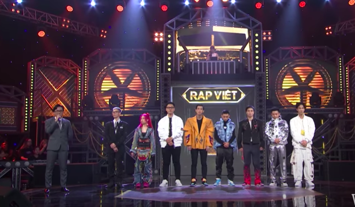 8 thí sinh có mặt trong trận chung kết Rap Việt tối ngày 14.11. Ảnh: