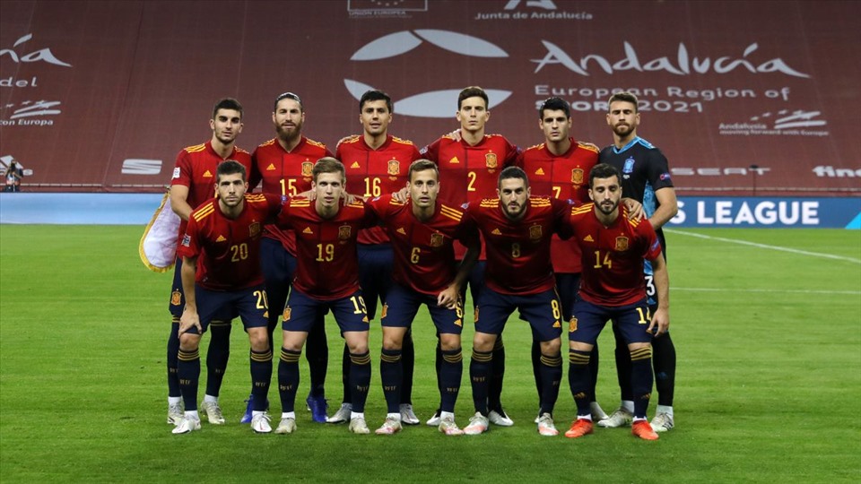 Đội hình Tây Ban Nha ra sân trận gặp Đức rạng sáng 18.11. Ảnh: AFP