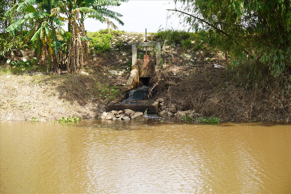Kênh Hoàng Cần, nguồn cấp nước thô cho nhà máy nước sạch Hưng Thông bị ô nhiễm, và cạn kiệt vào mùa hè. Ảnh: Quang Đại