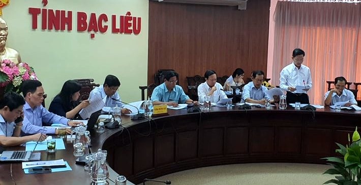 Quang cảnh buổi làm việc giữa Đoàn giám sát tại UBND tỉnh Bạc Liêu (ảnh Nhật Hồ)