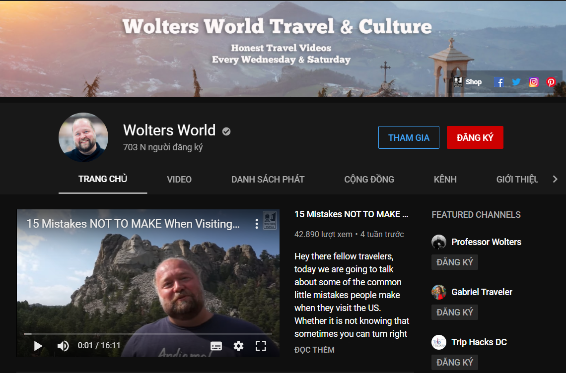 “Wolters World” là một kênh Youtube về du lịch cung cấp nhiều kiến thức bổ ích cho du khách. Ảnh nguồn: Mnet.