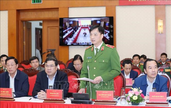 Thiếu tướng Nguyễn Duy Ngọc, Thứ trưởng Bộ Công an phát biểu tại hội thảo. Ảnh: Phương Hoa/TTXVN
