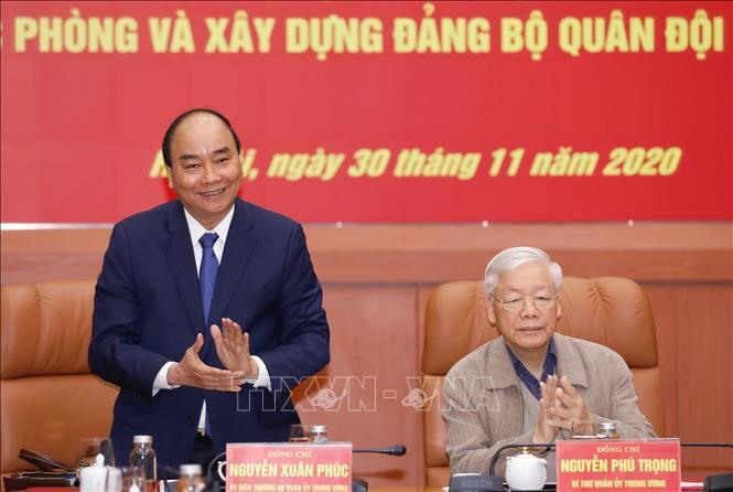 Thủ tướng Nguyễn Xuân Phúc dự hội nghị. Ảnh: Dương Giang/TTXVN