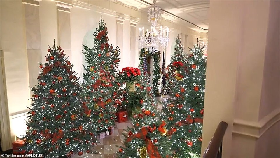 Một vài hình ảnh trang trí Giáng sinh Nhà Trắng năm nay được Đệ nhất phu nhân Mỹ Melania Trump hé lộ trên Twitter. Ảnh: Twitter.