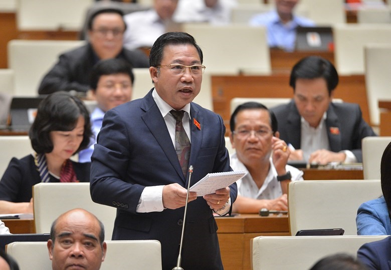 Đại biểu Lưu Bình Nhưỡng - Đoàn ĐBQH tỉnh Bến Tre, phát biểu tại phiên thảo luận.