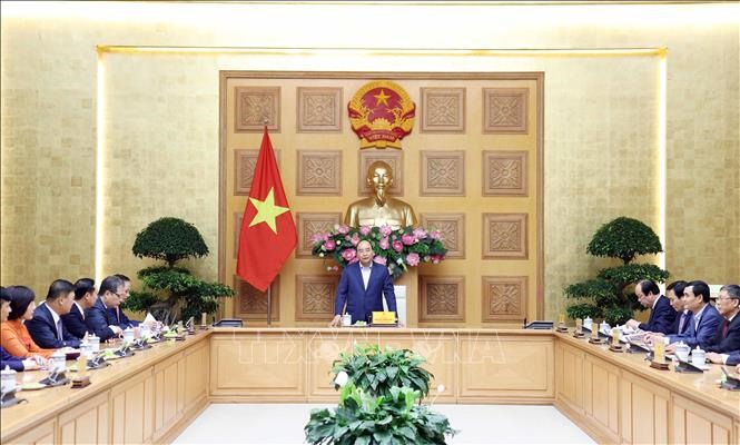 Thủ tướng Nguyễn Xuân Phúc phát biểu tại buổi tiếp. Ảnh: Thống Nhất/TTXVN