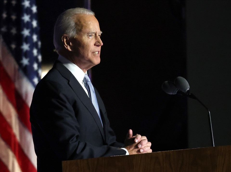 Tổng thống đắc cử Joe Biden phát biểu tối 7.11. Ảnh: Getty Images