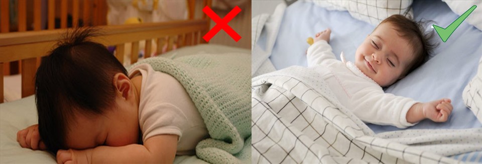 Đặt trẻ sơ sinh nằm ngửa khi ngủ để tránh những hậu quả khó lường. Đồ họa: Hồng Nhật