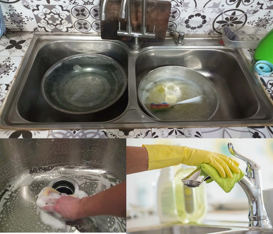 Dọn bồn rửa bát giúp căn bếp gọn gàng, sạch sẽ (Đồ họa: Trang Thiều)