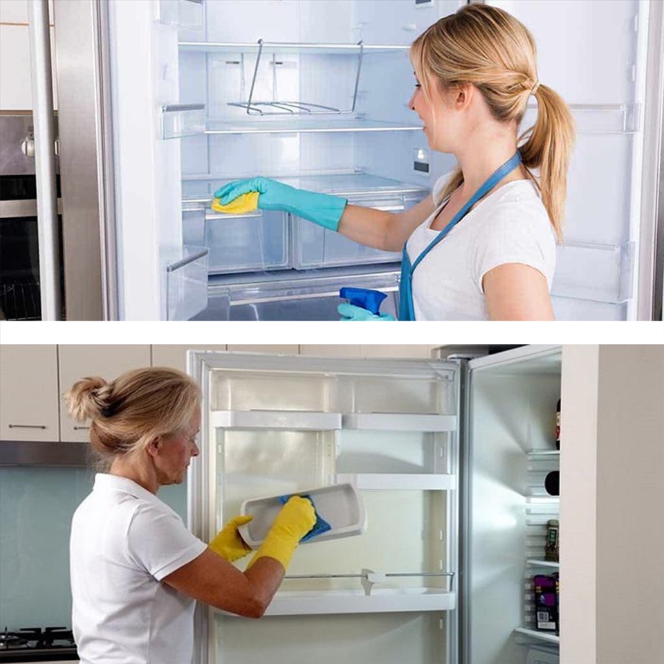 Hãy dọn dẹp và lau chùi tủ lạnh thường xuyên. (Đồ họa: Trang Thiều)