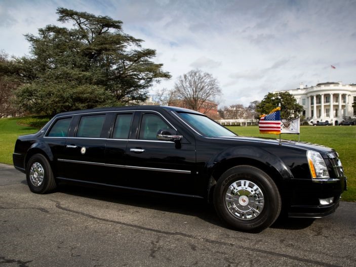 Xe limousine bọc thép của phó tổng thống Mike Pence. Ảnh: Getty