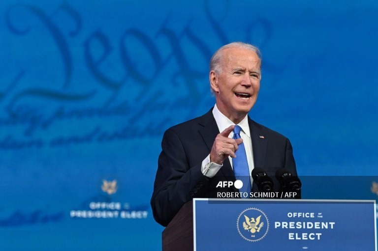 Việc ông Biden có thể sẽ theo đuổi một chính sách thương mại ôn hòa hơn cũng là một tin khiến thị trường chứng khoán cảm thấy lạc quan. Ảnh: AFP.
