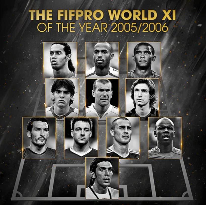 Đội hình xuất sắc nhất năm 2006 có sự góp mặt của các cầu thủ: Gianluigi Buffon; Gianluca Zambrotta, John Terry, Fabio Cannavaro, Lilian Thuram; Kaka, Zinedine Zidane, Andrea Pirlo; Ronaldinho, Thierry Henry, Samuel Eto’o.