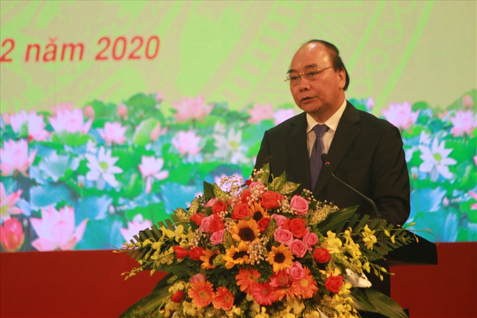 Thủ tướng Nguyễn Xuân Phúc đọc diễn văn tại Lễ kỷ niệm. Ảnh: X.Đạt.