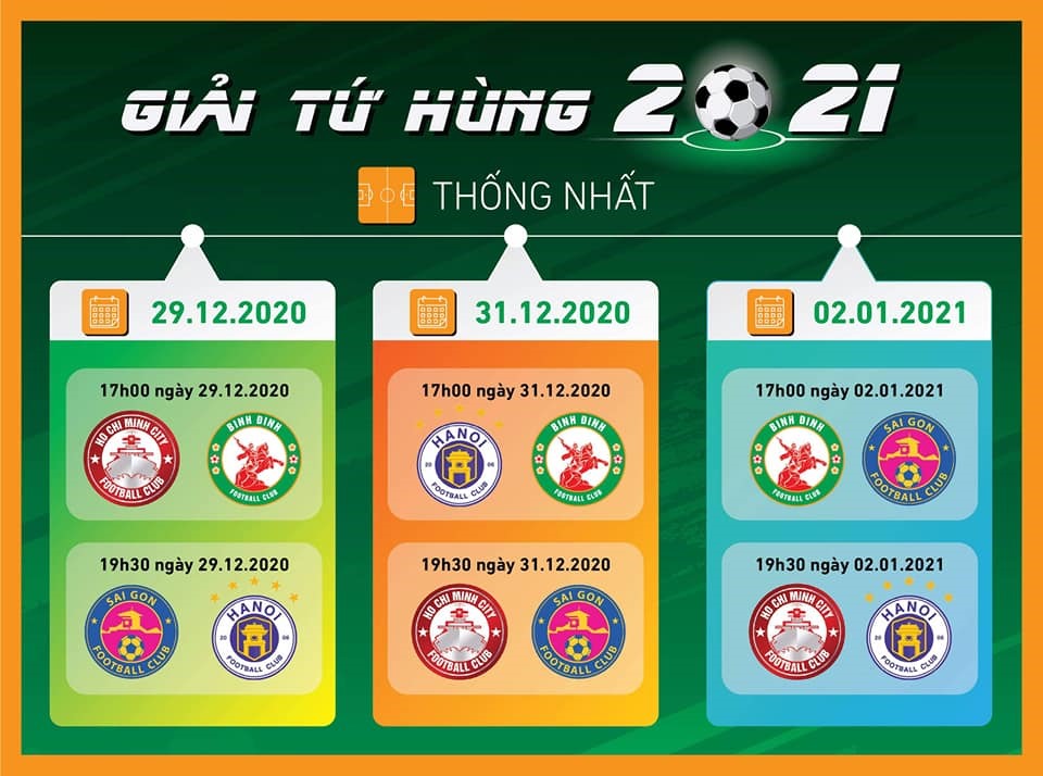 Lịch thi đấu hấp dẫn của giả tứ hùng do HFF tổ chức tại sân Thống Nhất. Ảnh: Fanpage CLB Bình Định.