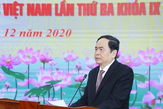 Chủ tịch Trần Thanh Mẫn phát biểu khai mạc Hội nghị. Ảnh: QV