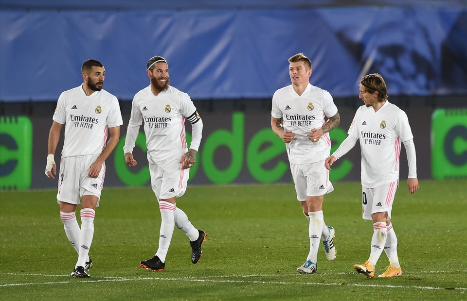 Karim Benzema, Sergio Ramos, Toni Kroos, Luka Modric là 4 trong số những cầu thủ được Zidane tin tưởng nhất. Ảnh: AFP