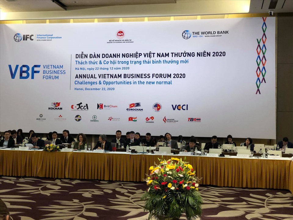 Câu chuyện phát triển điện mặt trời được nêu ra tại Diễn đàn Doanh nghiệp Việt Nam thường niên 2020. Ảnh: C.N