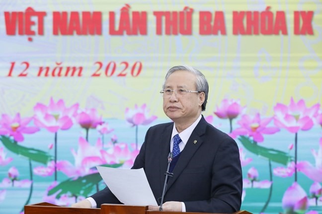 Ông Trần Quốc Vượng, Ủy viên Bộ Chính trị, Thường trực Ban Bí thư phát biểu tại Hội nghị