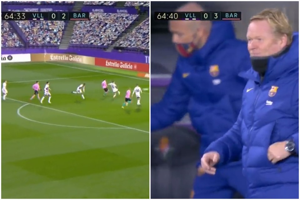 Khoảnh khắc rất thú vị khi Messi ghi bàn thắng lịch sử. Ảnh: La Liga