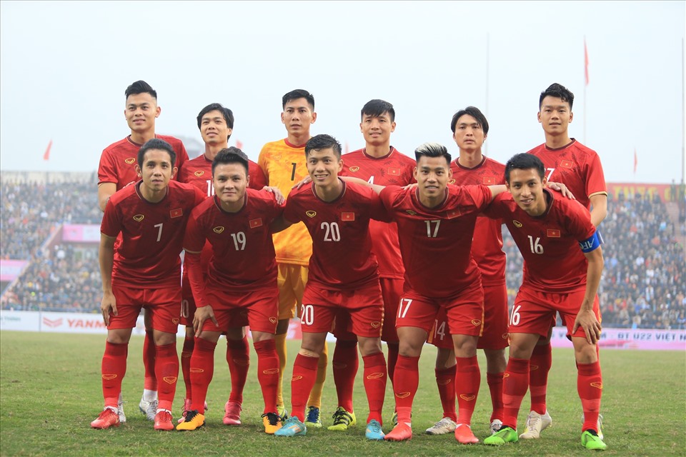 Đội hình ra sân của đội tuyển Việt Nam. Ảnh: Hoài Thu