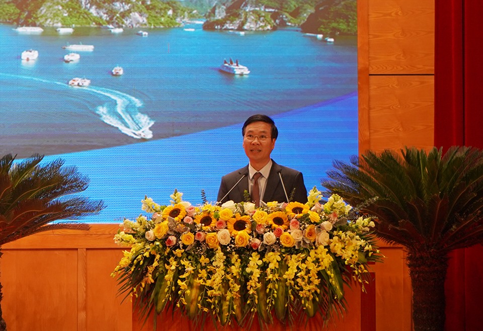 Trưởng Ban Tuyên giáo Trung ương Võ Văn Thưởng phát biểu chỉ đạo tại hội nghị. Ảnh: Nguyễn Hùng