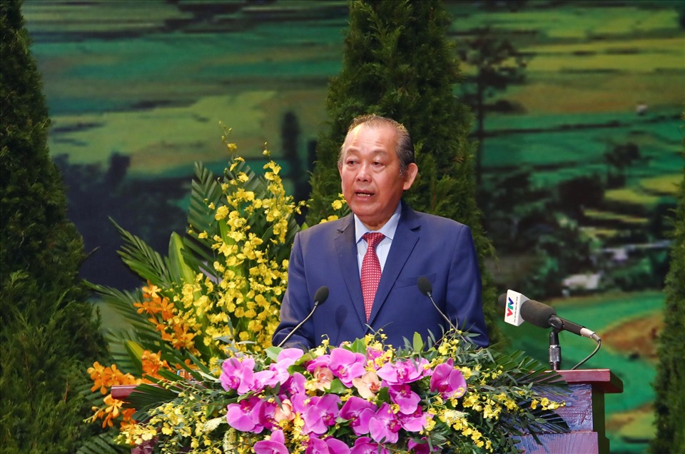 Phó Thủ tướng Thường trực Chính phủ Trương Hòa Bình phát biểu tại lễ khai mạc. Ảnh: Tô Thế