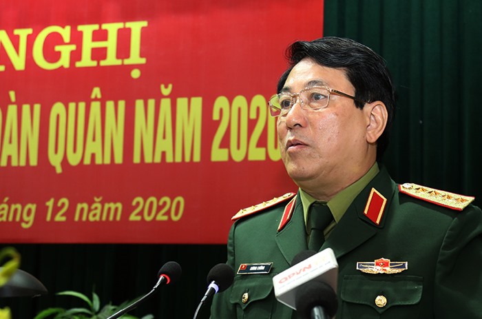 Đại tướng Lương Cường phát biểu chỉ đạo tại hội nghị. Ảnh Phú Sơn