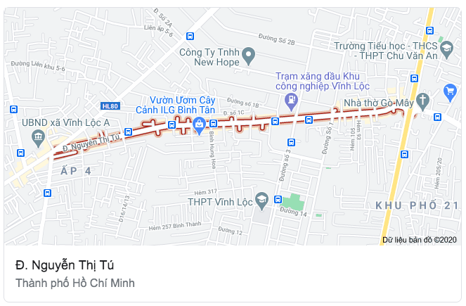Đường Nguyễn Thị Tú. Ảnh chụp màn hình từ Google Maps
