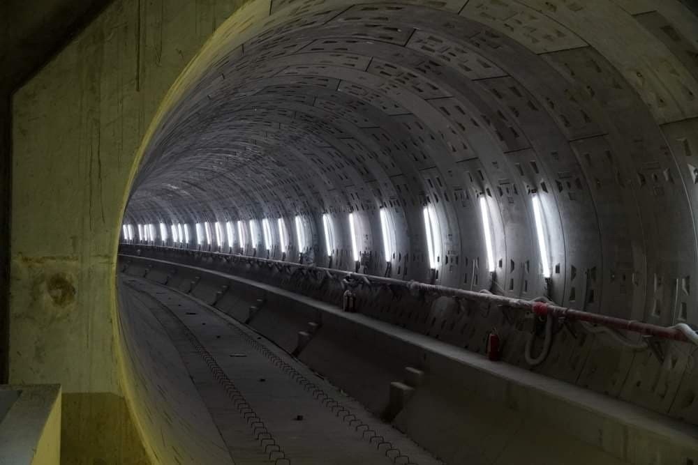 Đường hầm nối ga Nhà hát thành phố và ga Ba Son của tuyến metro số 1.  Ảnh: Minh Quân