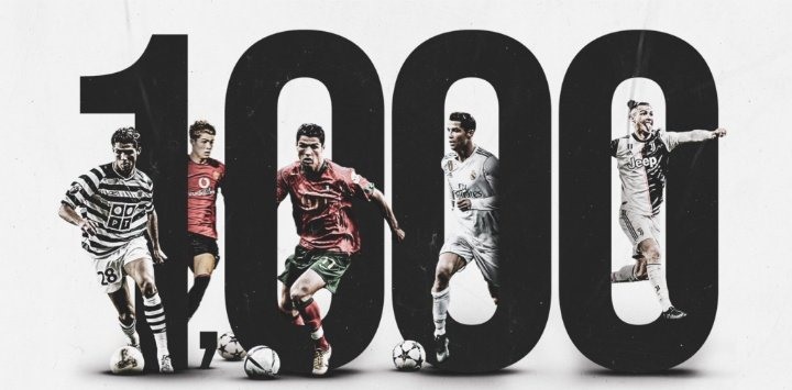 Ronaldo đã chạm mốc 1000 trận đấu chuyên nghiệp. Ảnh: Twitter