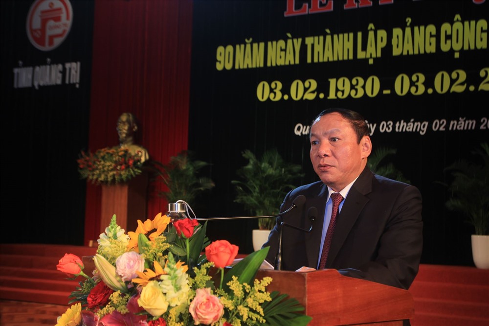 Ông Nguyễn Văn Hùng - Bí thư Tỉnh ủy Quảng Trị phát biểu tại buổi lễ. Ảnh: HT.