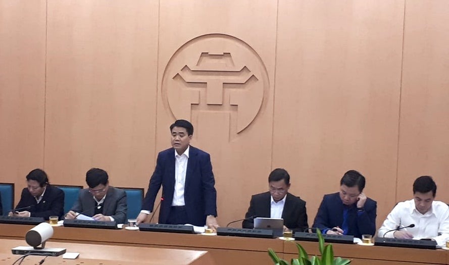Chủ tịch UBND TP Hà Nội Nguyễn Đức Chung chủ trì cuộc họp.