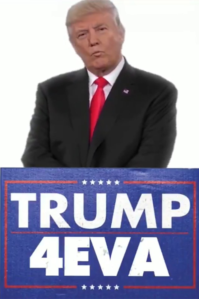Ảnh chế “Trump 4EVA” trong đoạn video trên Twitter của Tổng thống Donald Trump.