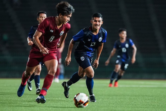 U19 Thái Lan trong trận thua U19 Campuchia 1-2 tại Vòng loại U19 Châu Á 2019. Ảnh: Siam Sport