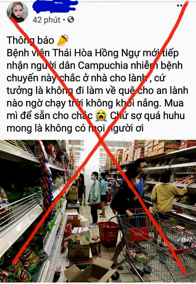 Thông tin sai sự thật được Trương Thị Hoàng Thi đăng trên facebook. Ảnh: LT