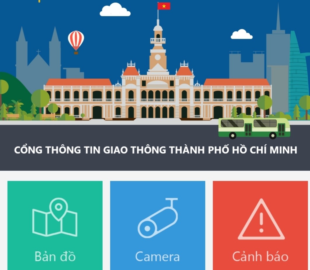 Giao diện của ứng dụng “TTGT Tp Hồ Chí Minh“.