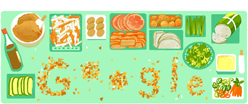Google Doodle ngày 24/3 tôn vinh bánh mì Việt Nam. Ảnh: Google.
