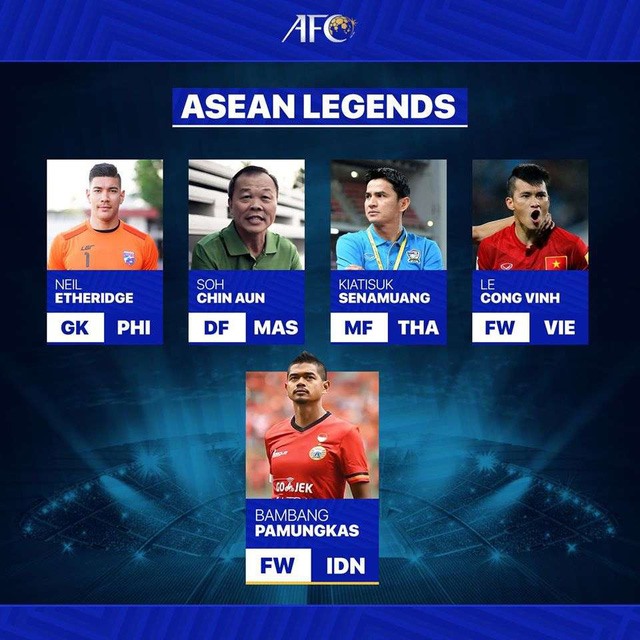 AFC vinh danh các huyền thoại bóng đá Đông Nam Á. Ảnh: AFC
